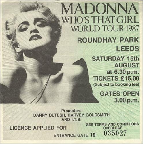 Madonna Who's That Girl - World Tour 1987 + Ticket UK tour Madonna Who's That Girl - World Tour 1987 + Ticket UK tour